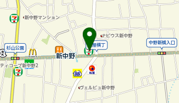 セブンイレブン 新中野駅前店の地図画像