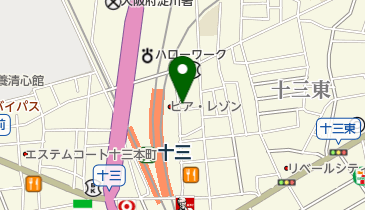 オリックスカーシェア 阪急十三駅東側の地図画像