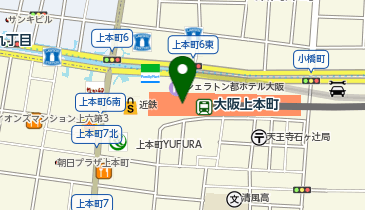 オリックスカーシェア 近鉄上本町駅都ホテル大阪の地図画像