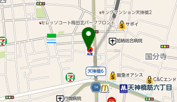 松のや 天神橋六丁目店(松屋併設)の地図画像