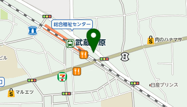 マイカリー食堂 武蔵中原店(松屋・松のや併設)の地図画像