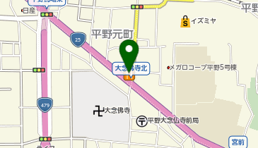 吉野家 平野店の地図画像