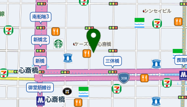 パタゴニア 大阪・心斎橋の地図画像