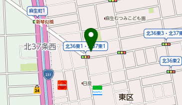 家族葬のファミーユ 北37条東ホールの地図画像