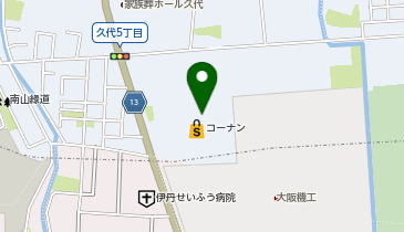 コーナン川西久代店の地図画像