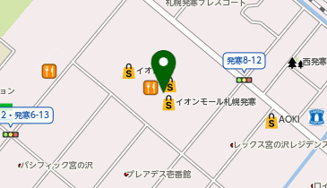 ゴディバ イオンモール札幌発寒の地図画像