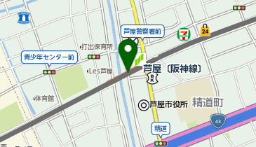 宅配ロッカーPUDO 阪神電鉄 芦屋駅の地図画像