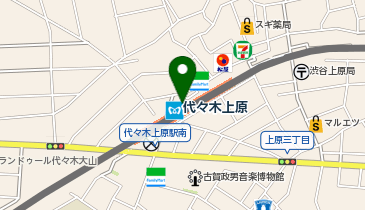 宅配ロッカーPUDO 小田急電鉄 代々木上原駅の地図画像