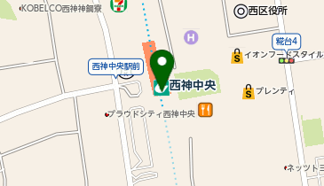 宅配ロッカーPUDO 神戸市営地下鉄 西神中央駅の地図画像