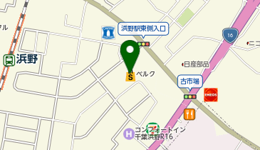 宅配ロッカーPUDO ベルク 千葉浜野店の地図画像