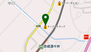 宅配ロッカーPUDO ヤックスドラッグ 酒々井店の地図画像