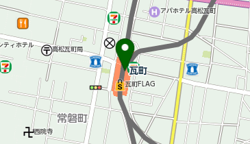 宅配ロッカーPUDO ことでん 瓦町駅の地図画像