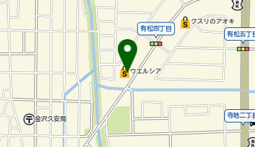 宅配ロッカーPUDO ウエルシア 金沢有松店の地図画像