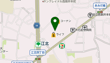 宅配ロッカーPUDO ライフ 江北駅前店の地図画像