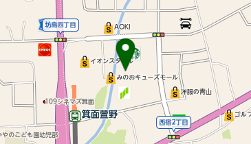 箕面萱野駅前ゴルフスクール みのおキューズモール(EAST)店の地図画像