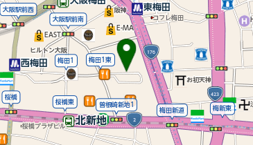 【予約制】akippa 大阪駅前第4ビル地下駐車場【夕方パック:ご利用時間:17:00-22:30】の地図画像