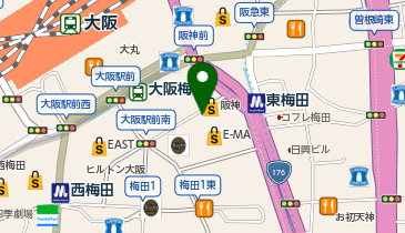 【予約制】akippa E-ma梅田駐車場【機械式】【宿泊パック:22:00-翌10:00まで】※22:00-8:00は入出庫不可の地図画像