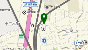 【予約制】akippa 十三東4丁目駐車場駅徒歩4分の地図画像