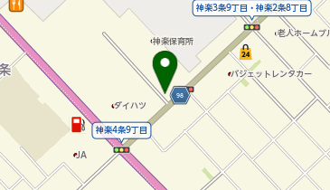 【予約制】akippa P1 道北アークス大雪アリーナ裏【利用時間:AM 6:00-13:00まで】※入庫時間:AM 6:00-8:00までの地図画像